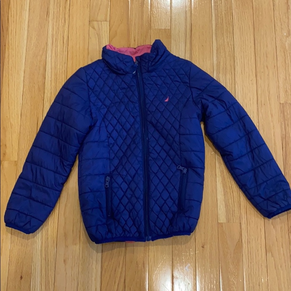 a kids blue and pink jacket